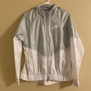 Grey and White Nike Windbreaker